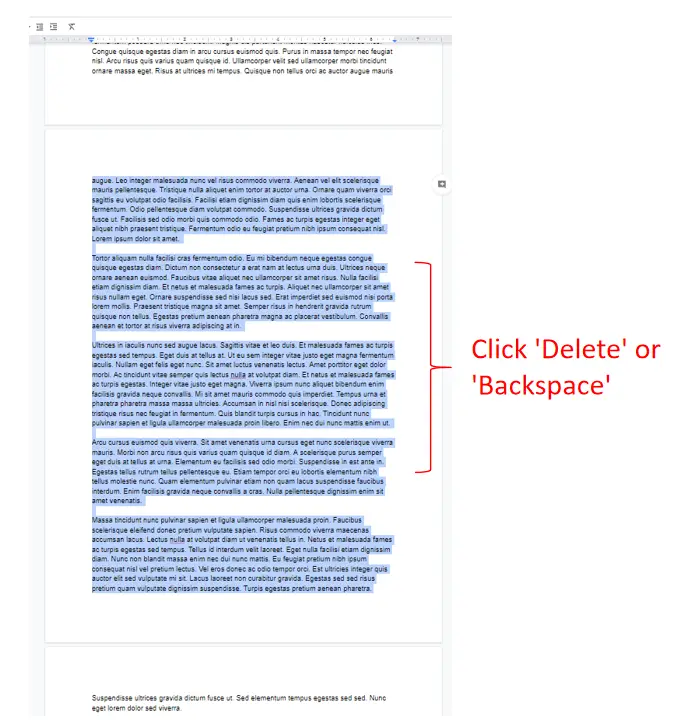 delete second page in google docs