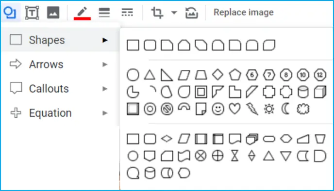 Shapes in Google docs for images