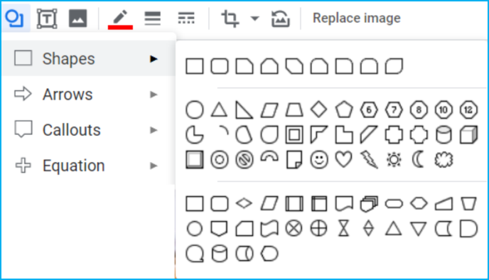 Shapes in Google docs for images